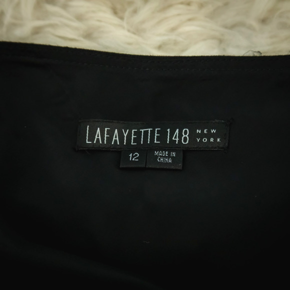 Lafayette 148 Size 12 Black Floral Eyelet Lace Embroidered Zip A Line Midi Skirt - Picture 4 of 7